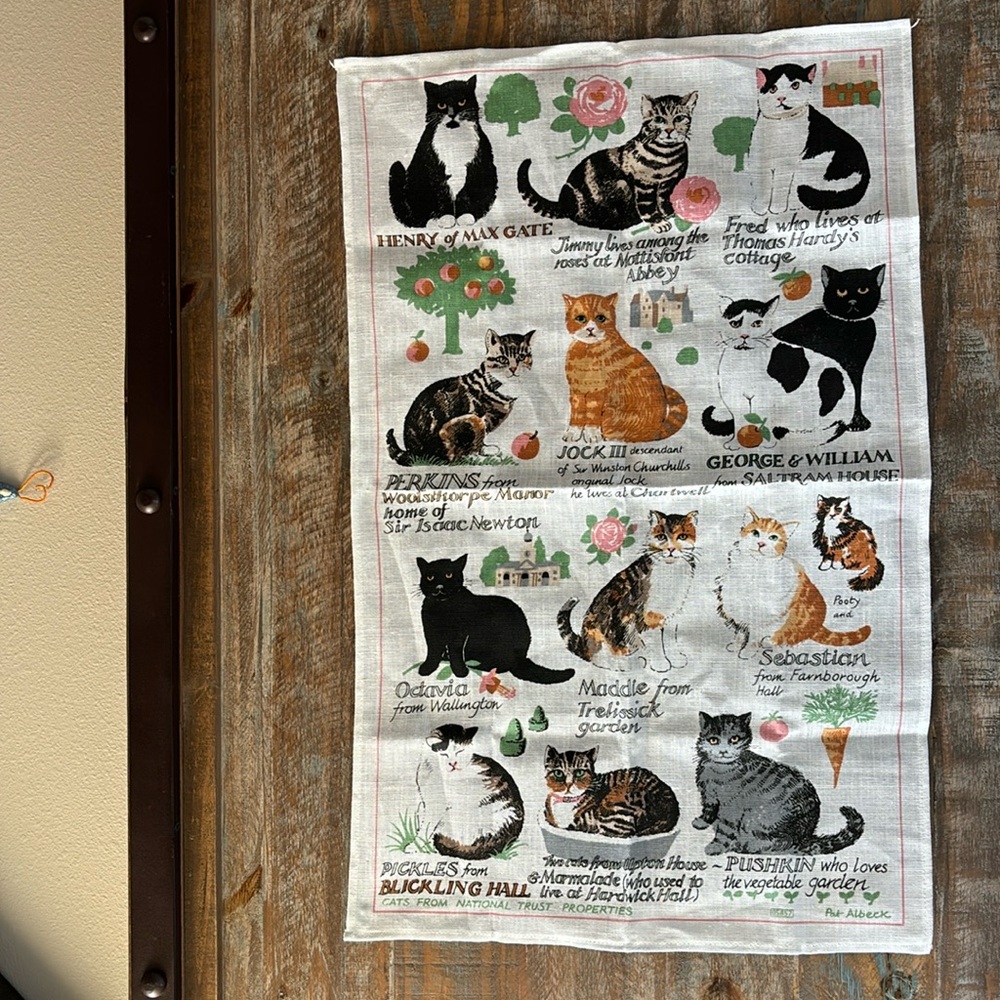 Cats From National Trust Properties Linen Tea Towel